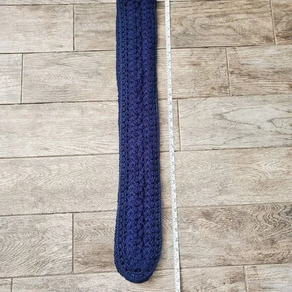 BOGO Scarf Sale - Hand Crafted navy blue crochet scarf - Picture 5 of 7